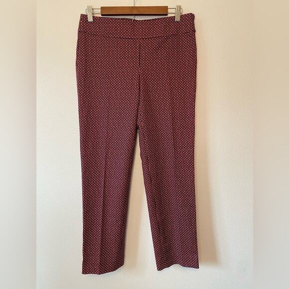 ANN Taylor Loft Women's 2 Marisa Pink Geometric Business Ankle‎ Pants Colorful - Picture 3 of 14